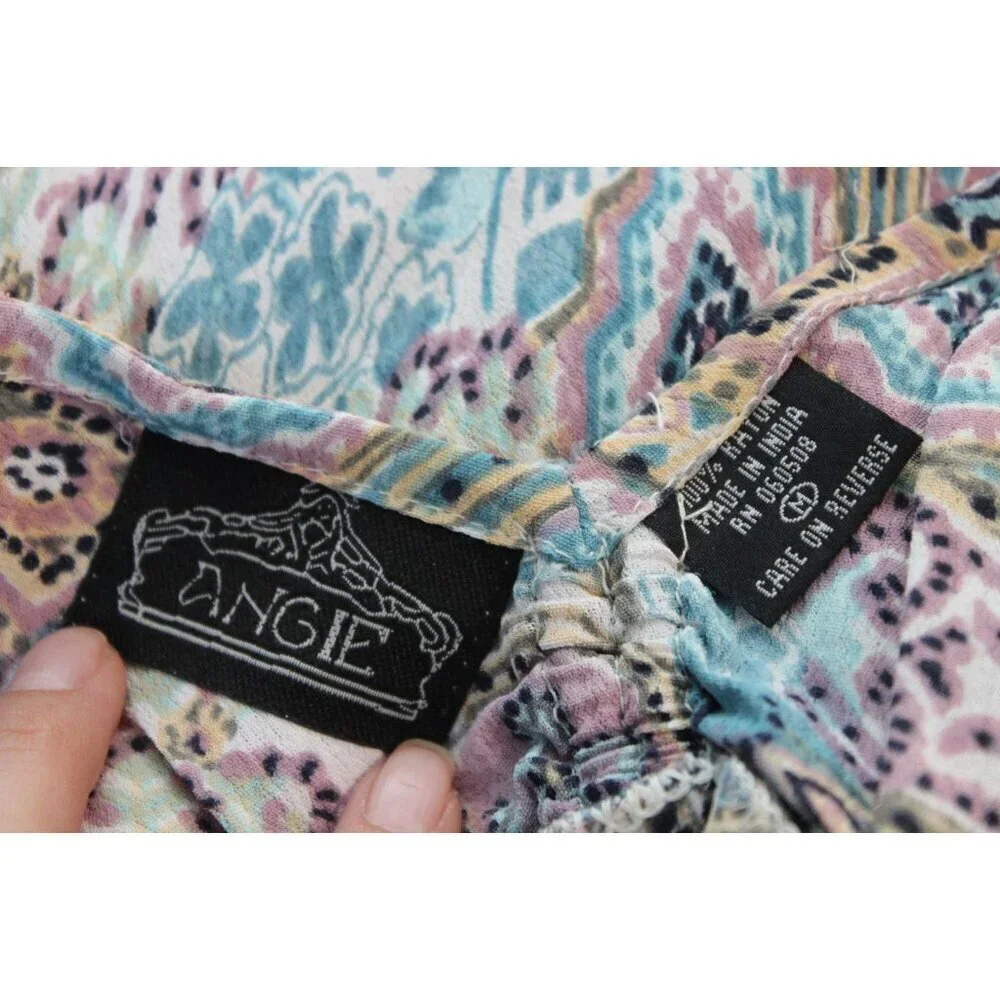 Vintage Y2K 90s Babydoll Dress Medium Multicolor Paisley Grunge Dainty Flowy - Picture 12 of 12